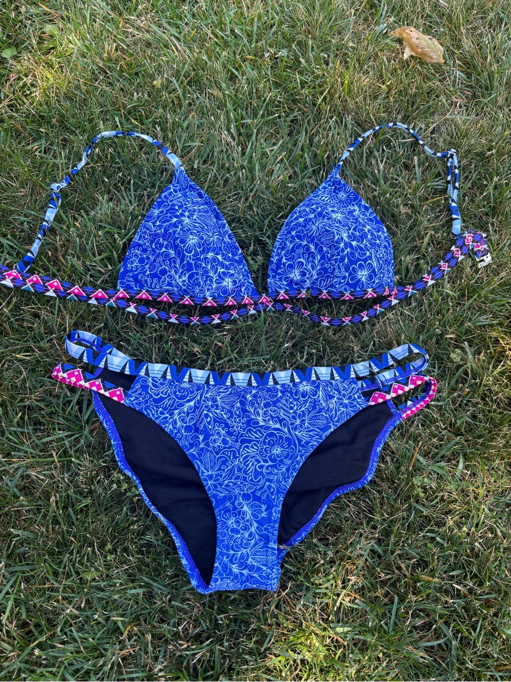 FCUK Blue Floral Print Two-Piece Bikini Set
